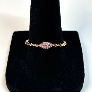 18k rose gold-plated ring with a purple CZ evil eye